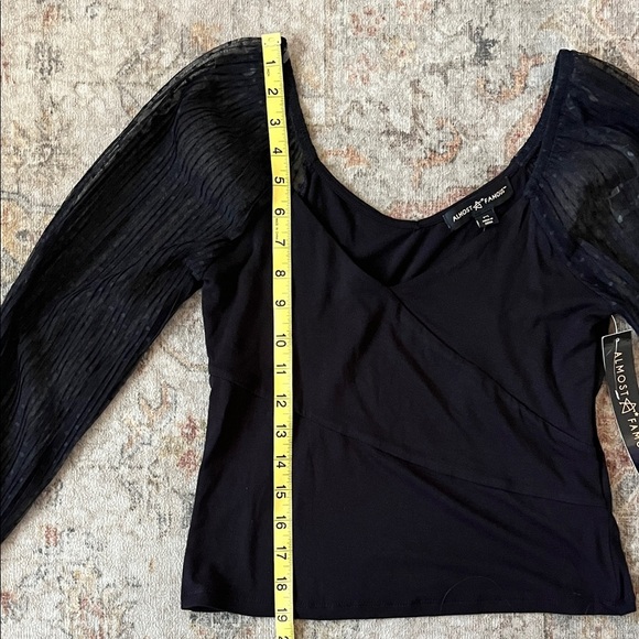 Almost Famous Black Sheer Lace Sleeve Blouse NWT - Picture 8 of 10